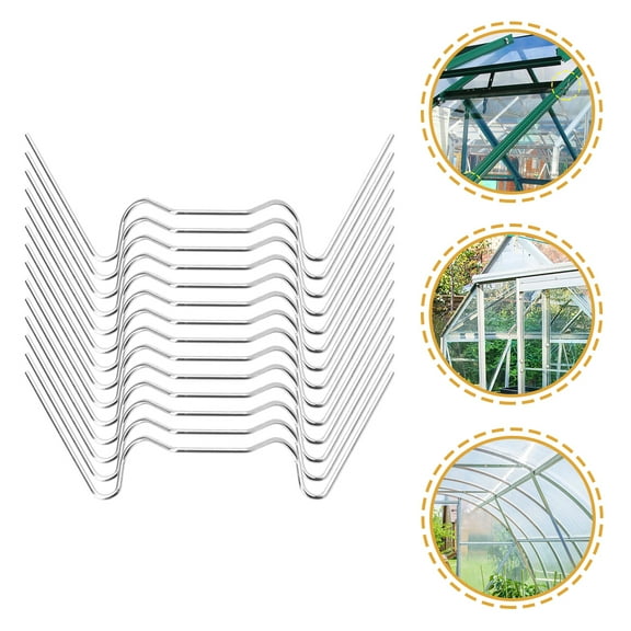Beaupretty 50Pcs Stainless Steel W Wire Clip Greenhouse Hardware Kit Silver for Hobbyists