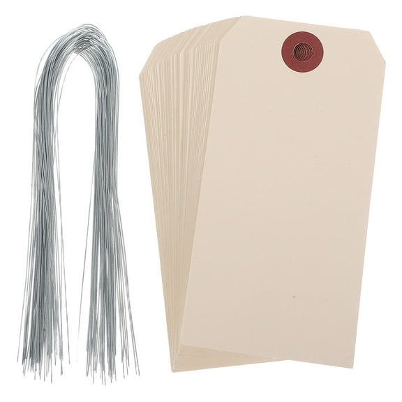Beaupretty 50Pcs Rectangular Manila Tags with Iron Wires for