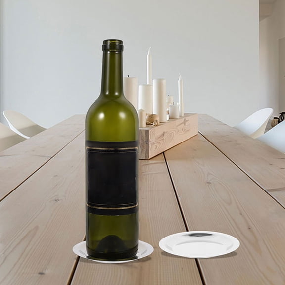 Beaupretty 5Pcs Reusable Stainless Steel Wine Bottle Mats Heat Resistant Non Slip Coasters