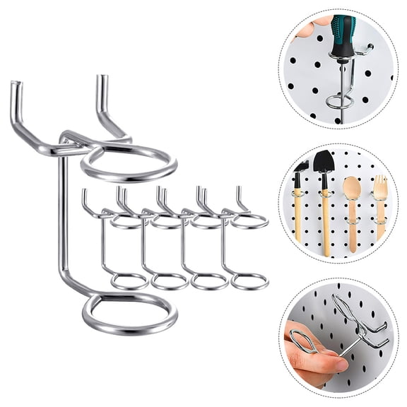 Beaupretty 5Pcs Plated Silver Pegboard Utility Holder Iron Hook for Kitchen Garage Storage Solutions