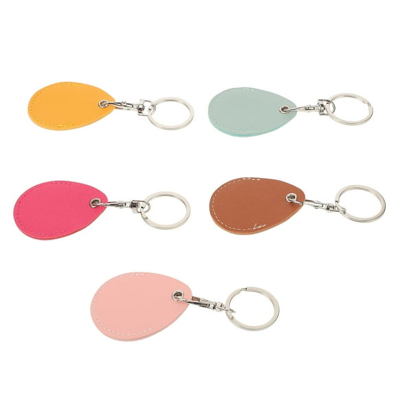 Beaupretty 5Pcs Pu Cover Keyring Assorted Color Rectangular Shape Key Protection For Keychain Accessory