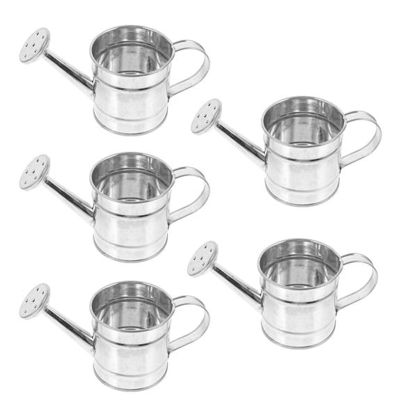 Beaupretty 5Pcs Watering Pot Galvanized Iron Silver Simple Design for Mini House Scenes