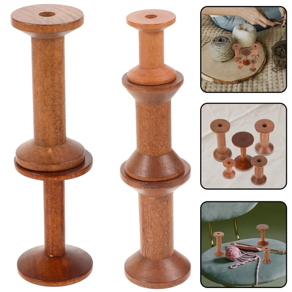 Beaupretty 5pcs Yarn Bobbins for DIY Winding and Fabric Accessories Brown Wood