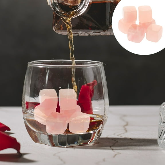 Beaupretty 6Pcs Reusable Pink Quartz Stones for Drinks and Use