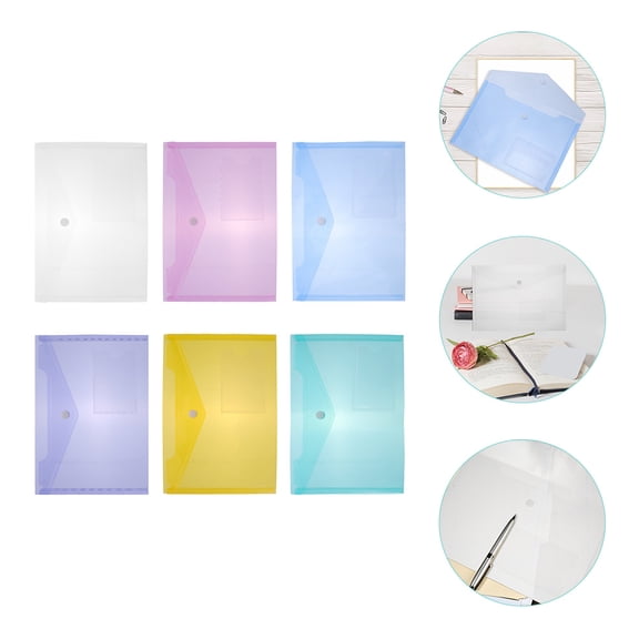 Beaupretty 6Pcs Plastic File Folder A5 Document Organizer Portable Envelope Folder Assorted Colors