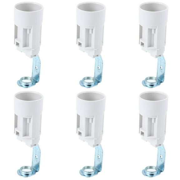 Beaupretty Lamp Socket Replacement White Plastic Zinc Alloy Copper E14 Base Easy to Install 6Pcs