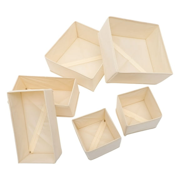 Beaupretty 6Pcs Foldable Beige Sock Storage Boxes Wear Resistant Closet Organizers