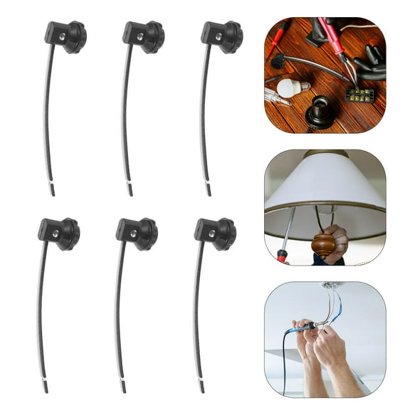 Beaupretty 6Pcs E12 Lamp Holder Black Lamp Socket Replacement with Wire Leads for Home Use