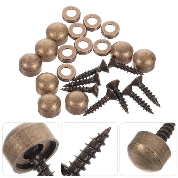 Beaupretty 1Set Mirror Fixing Screws with Caps Solid Copper Decorative Hardware for Acrylic Glass Wood