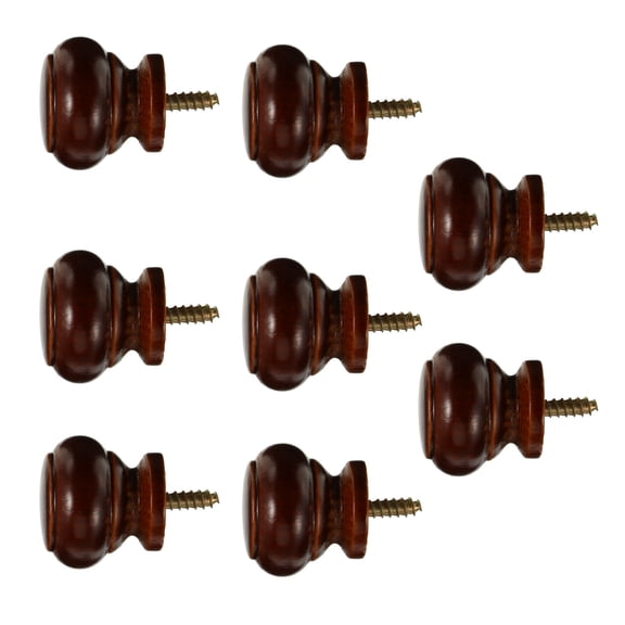 Beaupretty Wood Cabinet Door Handles Round Brown Durable for Doors 8Pcs