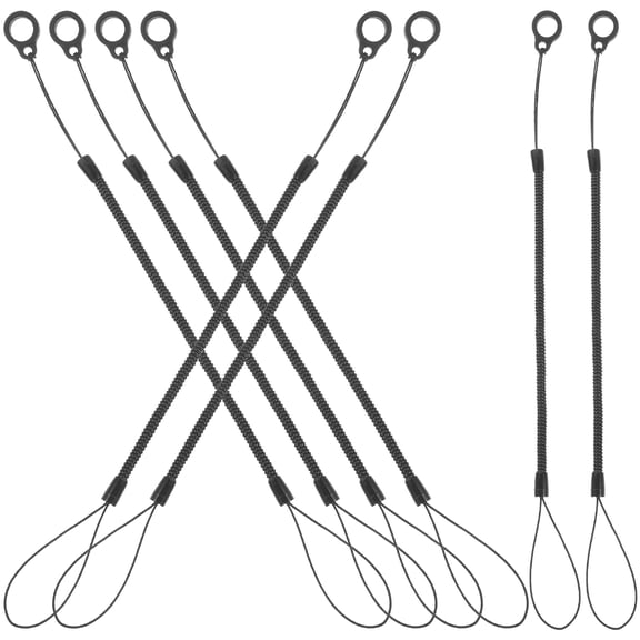 Beaupretty Anti-Lost Stylus Lanyard, Black, Spring Rope, Plastic and Silicone, 8Pcs