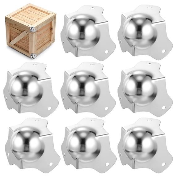 Beaupretty 8Pcs Easy Install Plated Silver Metal Ball Corner Protectors for Flight Storage and Furniture