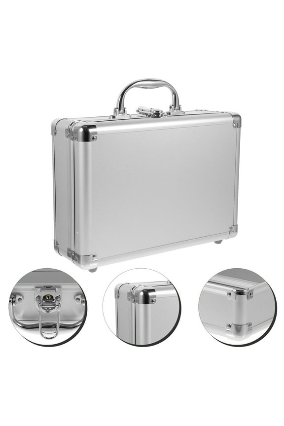 Aluminum Suitcase Briefcase Silver Aluminum Alloy Daily Use 1Pack