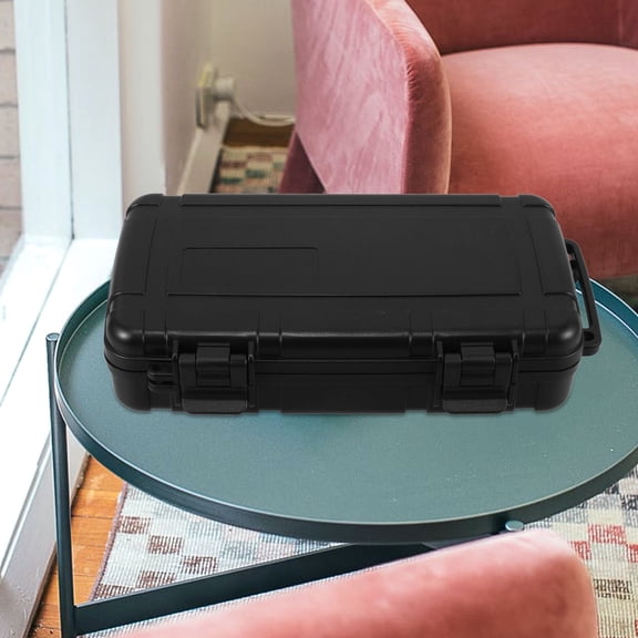 Beaupretty Portable Black Waterproof Tool Storage Box Hard Plastic Case with Compartments and Lock