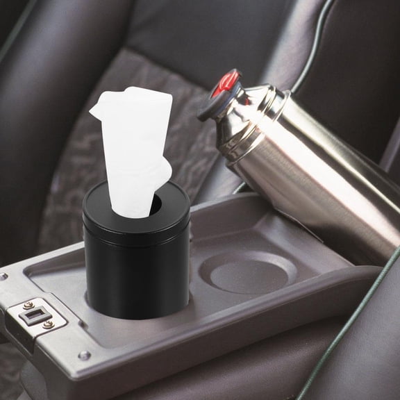 Beaupretty Round Tube Car Tissue Holder Black Portable Refillable Storage for Convenient Tissue Access