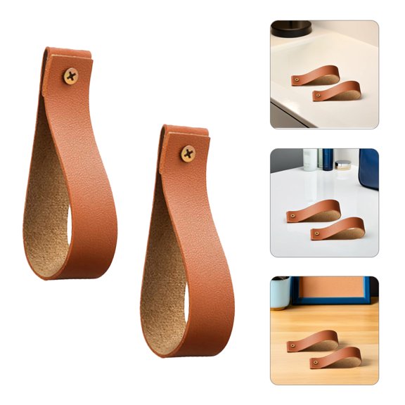 Beaupretty 4Pcs Brown PU Curtain Rod Straps for Home Wall Mounted Bohemian Style Multi Functional Hooks