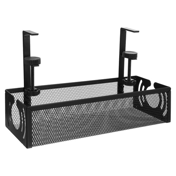 Beaupretty 1Set Under Desk Cable Organizer Tray Clamp on Wire Holder for Office Black