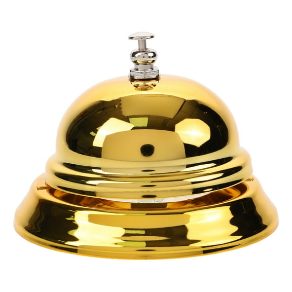Beaupretty Classic Golden Reception Bell Sturdy Metal Bell for Restaurant Desk and Hotel Counter