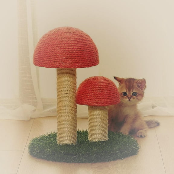 Beaupretty Cute Cat Scratching Post Light Brown Wooden Rope Durable for Indoor Use
