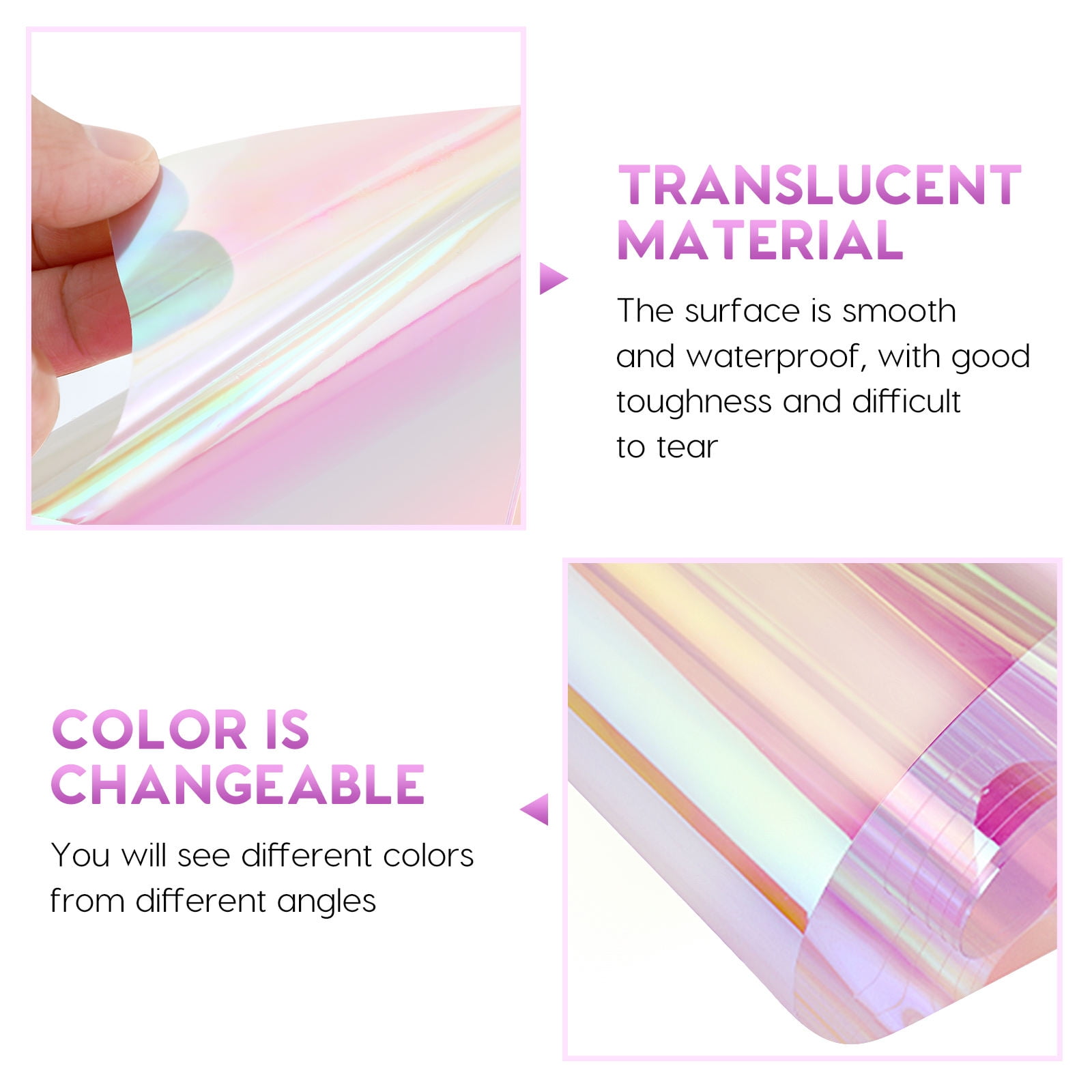 Beaupretty Iridescent Wrapping Paper Cellophane Sheets Paper Plastic Pink Festival 20Pcs