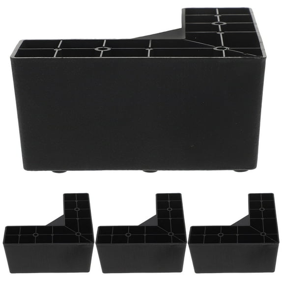 Beaupretty Couch Legs Replacement 4pcs Plastic Sofa Leg Extender Furniture Risers Black Sturdy L-Shaped