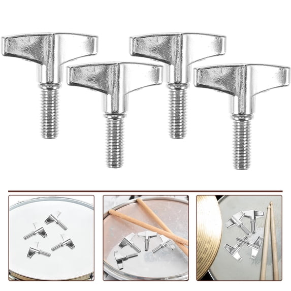 Beaupretty 4Pcs Plated Silver Drum Cymbal Wing Nuts Metal Instrument Parts for Stable Performance