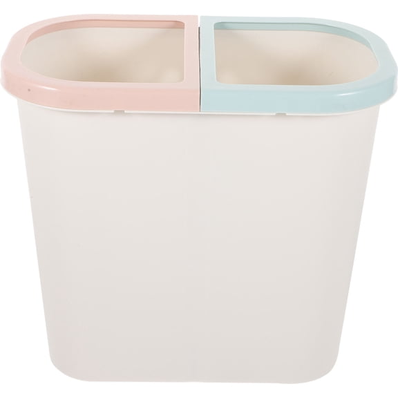 Beaupretty Double Compartment White Trash Bin Plastic Waste Container for Home and Hotel