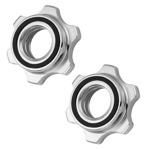 Beaupretty 2Pcs Plated Silver Double Lock Barbell Collars with Anti Slip Gasket for Secure Weightlifting