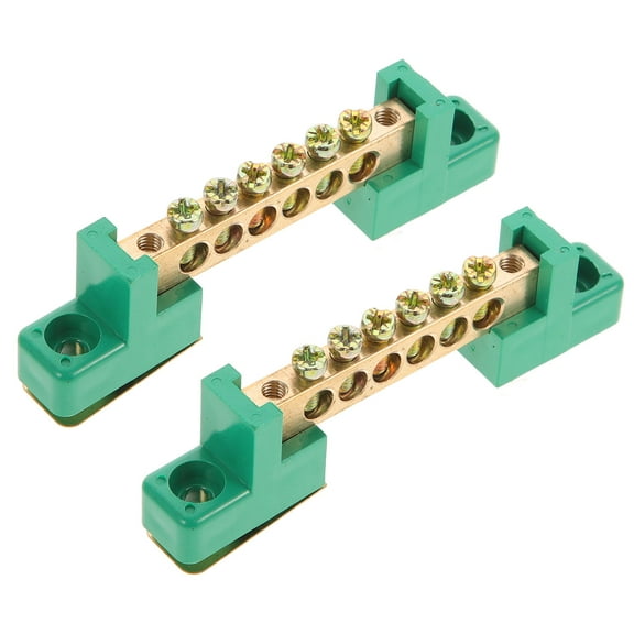 Beaupretty Copper Ground Bar Kit 6 Terminal Positions Durable Conductivity 2Pcs