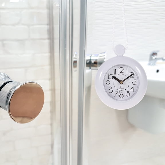 Beaupretty Waterproof Bathroom Wall Clock White Plastic Mute Home Adorn