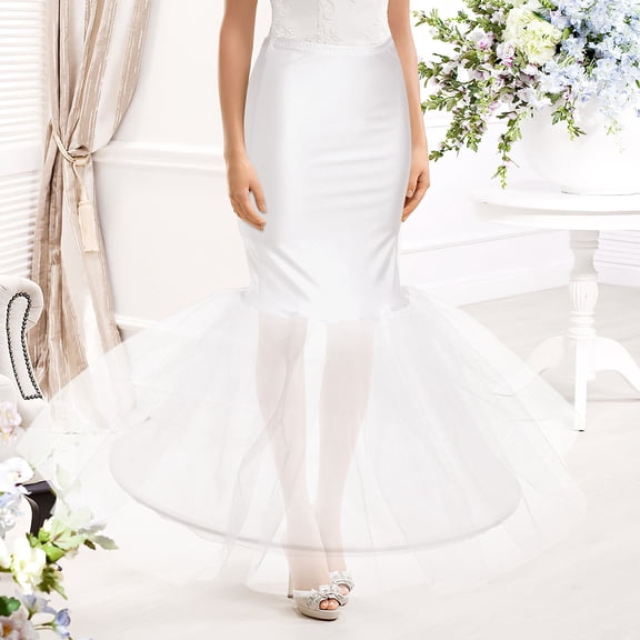 Beaupretty Bridal Petticoat for Wedding Dress White Fish Tail High Waist