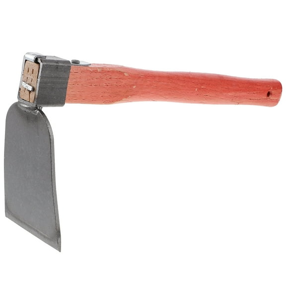 Beaupretty Portable Khaki Gardening Hoe with Wood Handle Iron Blade for Home Use Planting Weeding and Soil Digging