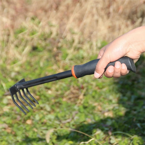 Beaupretty Black Five Prong Garden Rake with Comfortable Handle for Tight Spaces and Tough Soil Cultivation