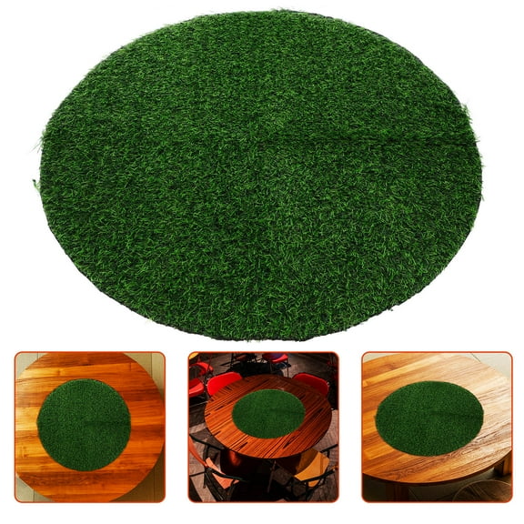 Beaupretty Round Green Artificial Grass Mat PVC Table Protection 1Set for Hoteliers