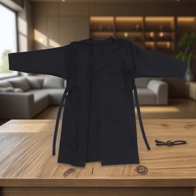 Beaupretty Hairdressing Smock Kimono Style Adjustable Black Polyester 1Pcs for Hair Coloring in Shop
