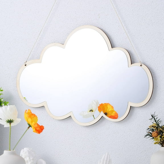 Beaupretty Cloud Shaped Wooden Acrylic Mirror for Wall Decor Punch Free 1Pc