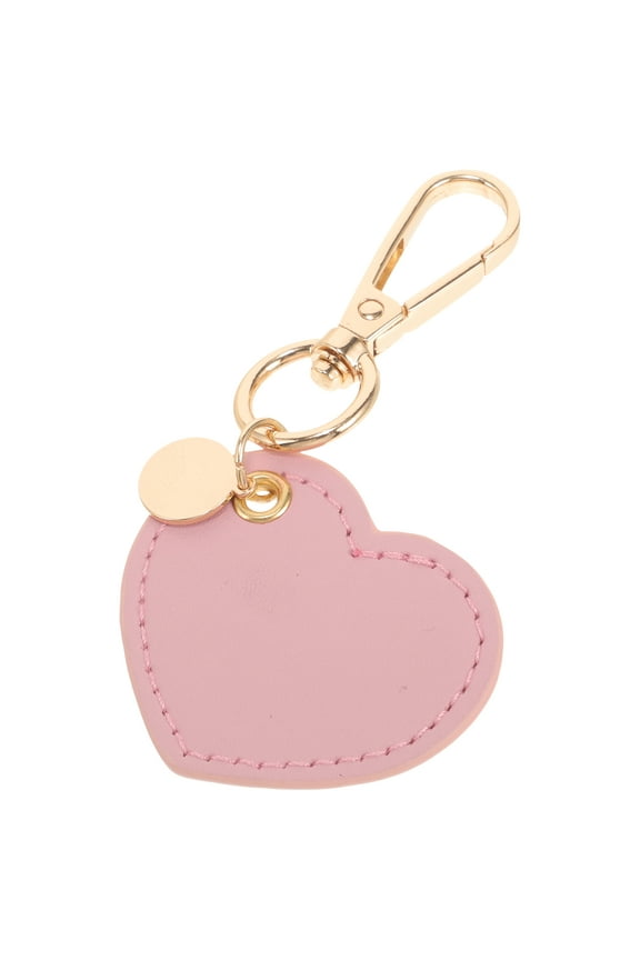 Heart Keychain Clasp Shiny Heart Shaped Key Chain Pink PU 1Pcs Accessory