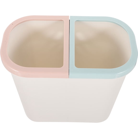 Beaupretty White Plastic Double Trash Can with Dual Compartments for Home Organization