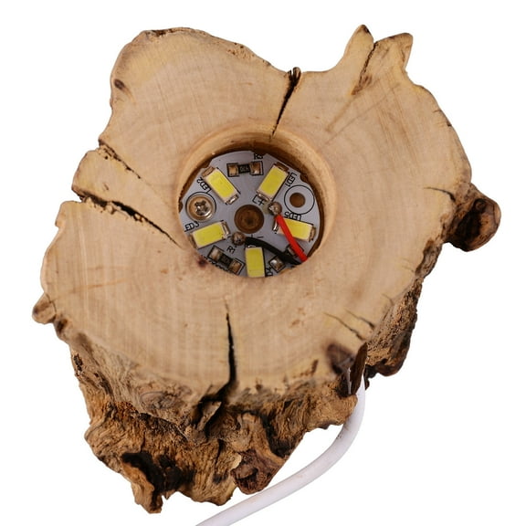 Beaupretty Tree Stump LED Light Base, Wooden Crystal Display Stand, White Light, Home Office Decor