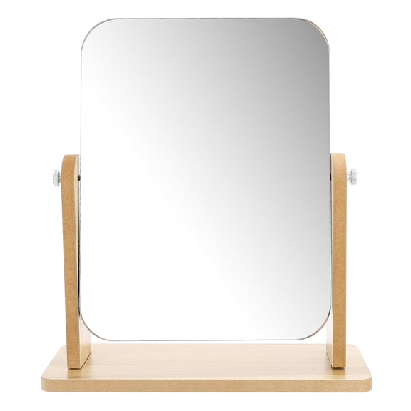 Beaupretty Swivel Makeup Mirror, Beige, Quality Wood and Glass, for Bathroom and Dresser