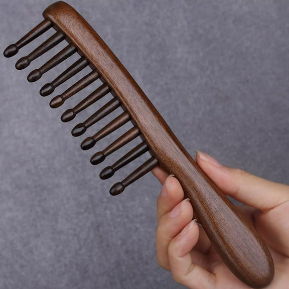 Beaupretty Natural Sandalwood Scalp Massage Comb for Healthy Curly Hair Care