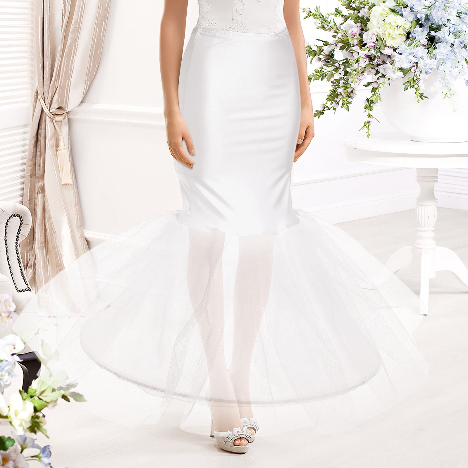 mermaid petticoat for wedding dress Elegant Pearls Wedding Dress Sweetheart Mermaid Custom Made Strapless BridalGown