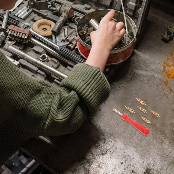 Beaupretty Red Tire Core Removal Tool with Seal Spring Loaded Pin for Car Truck Motorcycle Tires