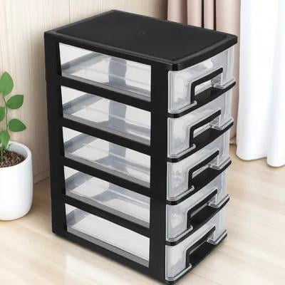 Beaupretty Black Plastic Storage Drawers with Drawer Style Design for Desk and Table Organization