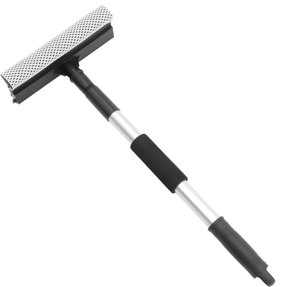 Beaupretty Black Extendable Handle Window Squeegee with Dual Sided Stainless Steel Brush for Car and Home