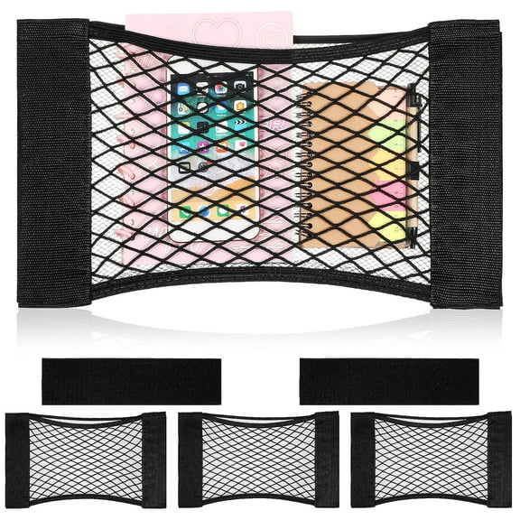 Beaupretty Adhesive Mesh Pocket Elastic Black for Car Use Space-Saving Design Quick Installation