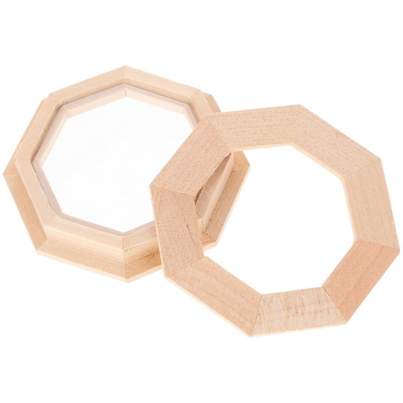 Beaupretty Wood Dollhouse Octagonal Window Frame Miniature Garden Decoration 1Pack