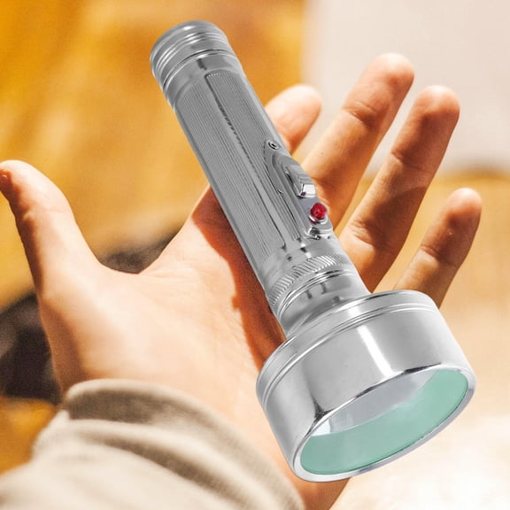 Beaupretty Retro Flashlight Portable Vintage Torch Silver 1Pack Cylindrical Design for Emergency Lighting