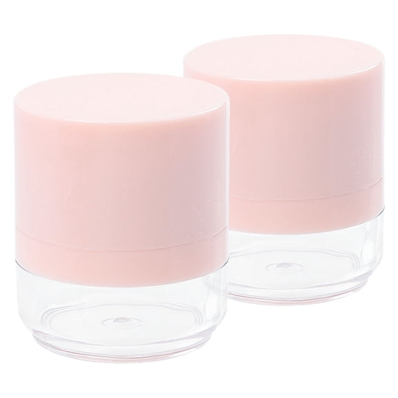 Beaupretty Pink Ps Loose Powder Container with Puff for Travel and Storage 2Pcs