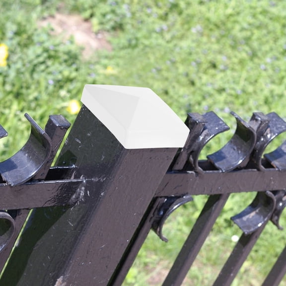 Beaupretty 4Pcs White Pyramid Vinyl Fence Post Caps Easy Installation Stain Resistant Cover for Outdoor Use
